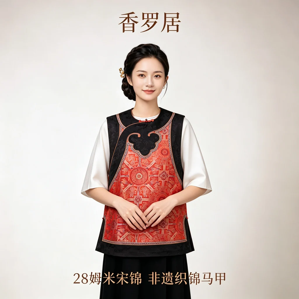 朱红 · 宋锦马甲 — 朱红 · 宋锦马甲 正面穿着